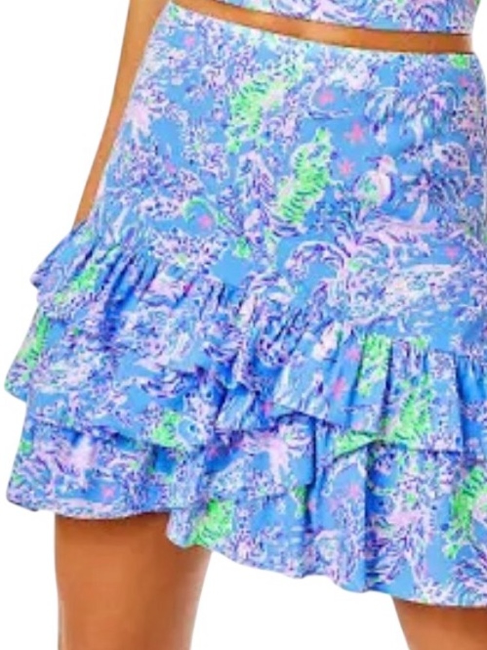 Lilly Pulitzer Rosalie Ruffle Skirt Blue Peri The Turtle Print size 8 - Picture 3 of 11